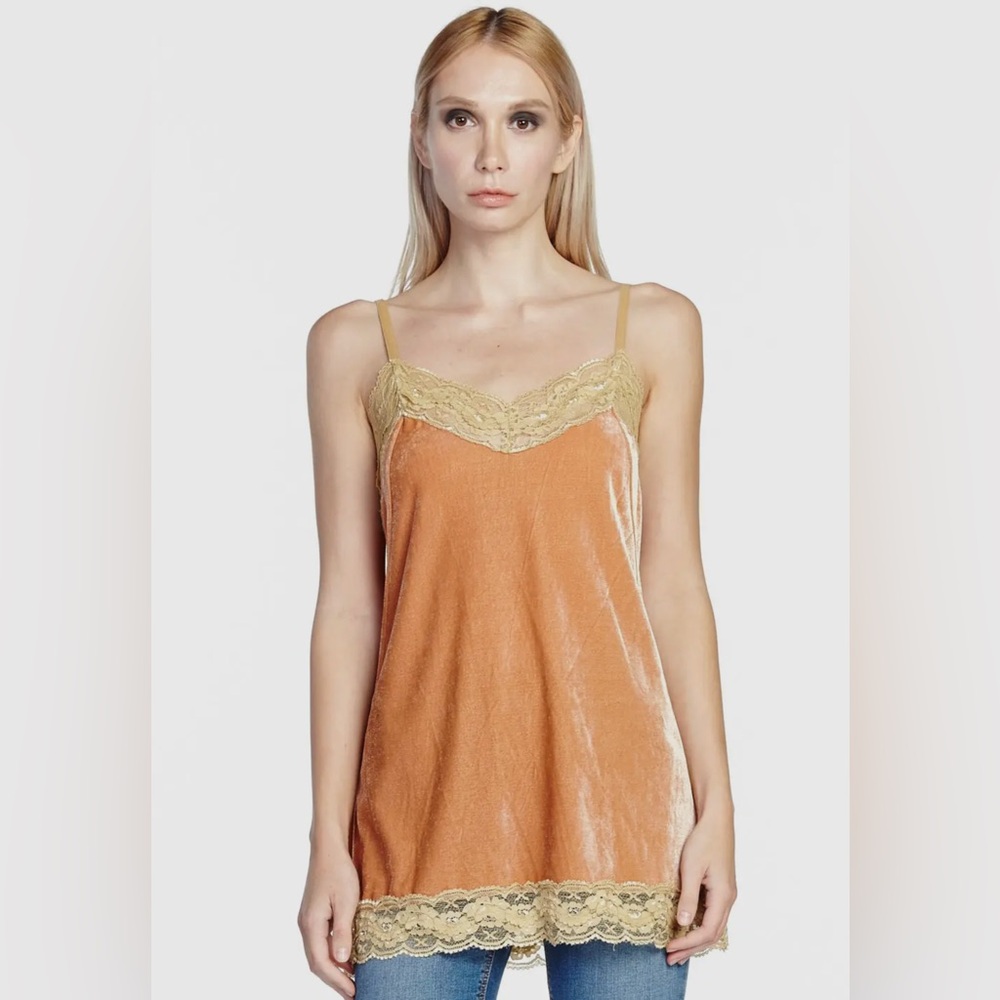ARATTA Vintage Velvet Dreams Camisole Tank with Lace Trim